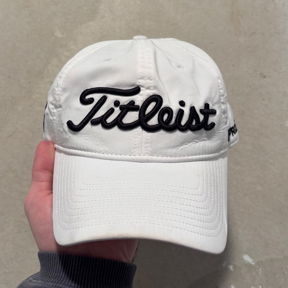 Titleist Pro V1 FJ White Performance Golf Hat Adjustable Strapback Mens Cap